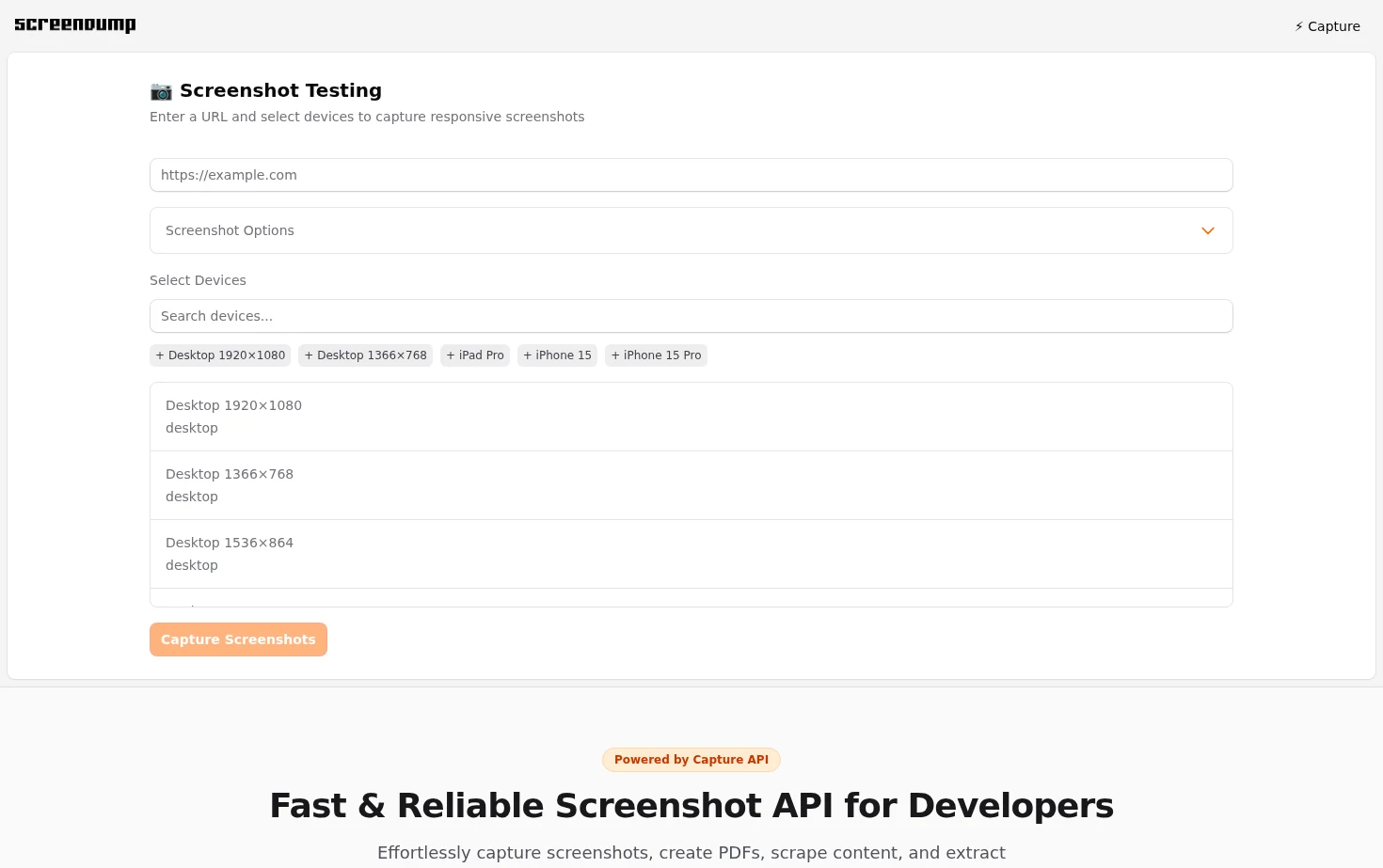 Screenshot Testing Tool 页面快照
